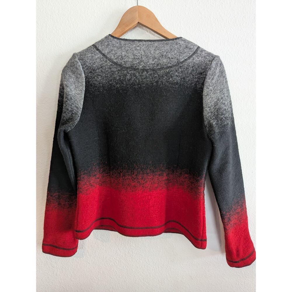 Venario Zip Front Jacket Black Red Ombré Modern Minimalist Small - Picture 2 of 8